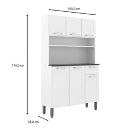 Kit Cozinha Rosana Compacta Branco - 3 Kit Cozinha Rosana Compacta Branco - 3