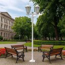 Ver imagem 2 de Kit 12 Postes Luminária Branco Jardim Muro 2 Lâmpadas E27 Grega Lente Fosca Dital