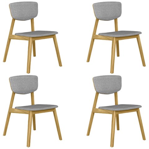 Kit 4 Cadeiras Decorativas Sala de Jantar Madeira Maciça Lang Linho Cinza/Mel - Gran Belo