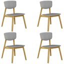 Ver imagem 1 de Kit 4 Cadeiras Decorativas Sala de Jantar Madeira Maciça Lang Linho Cinza/Mel - Gran Belo