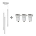 Ver imagem 1 de Pendente Tubo Triplo Alumínio Branco + 3 LED Mr11 br. quente St1699