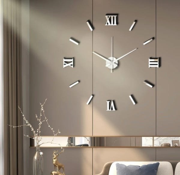 Relógio Grande De Parede 3D Luxo Adesivo Autocolante Arte De Moda De Decoração Para Casa Sala Quarto - 7