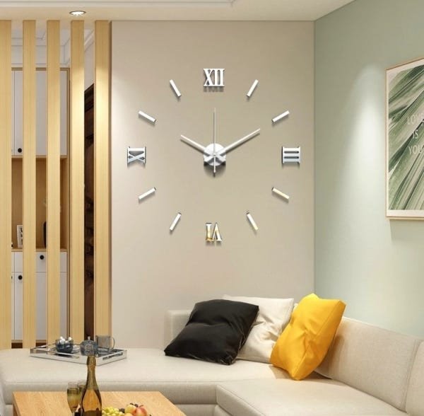 Relógio Grande De Parede 3D Luxo Adesivo Autocolante Arte De Moda De Decoração Para Casa Sala Quarto - 5