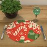 Capa Para Sousplat Bengala Sapatinho e Pinheirinho De Natal Tecido Oxford 35x35cm - 1