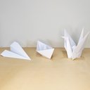 Ver imagem 2 de Trio Origami P - Pássaro Tsuru, Avião E Barquinho / Decoração, Origami 3d - Toque 3D:Branco