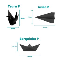 Trio Origami P - Pássaro Tsuru, Avião E Barquinho / Decoração, Origami 3d - Toque 3D:Branco - 3