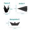 Trio Origami P - Pássaro Tsuru, Avião E Barquinho / Decoração, Origami 3d - Toque 3D:Branco - 3