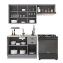 Ver imagem 3 de Armário de Cozinha Modulada Compacta Fidelitá Nara 100% MDF 3 Peças 200cm 8 Portas 2 Gavetas sem