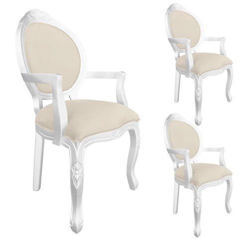 3 Poltrona Entalhada com Braço Decorativa Imperatriz Luxo Trono Provençal Aréa Gourmet Leitura 10000