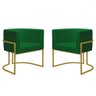 Kit 2 Poltronas Decorativa Nayara Base Ferro Dourado Twdecora Suede - 1