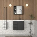 Ver imagem 1 de Conjunto Gabinete AME Para Banheiro Com Toucador e Espelheira Com Prateleiras Para Objetos Lavatório