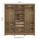 Ver imagem 2 de Guarda-roupa Casal Kappesberg 3 Portas Reversíveis de Correr 3 Espelhos 2 Gavetas Nogueira