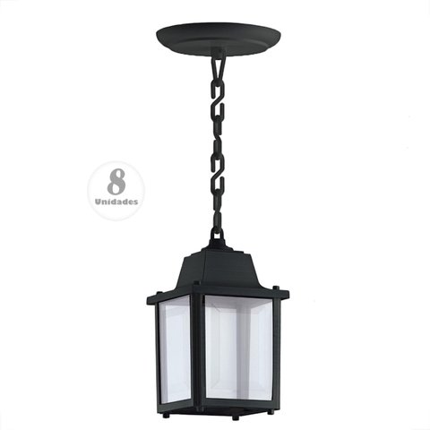 8 Pendente Retro Externo Vintage Colonial Preto Alz14