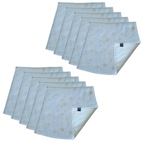 Jogo Americano Luxo Estrela Cadente Branco Dupla face 10un