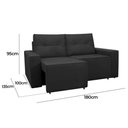 Ver imagem 4 de Sofá Retrátil Polo 1,80m Confortavel para Sala Suede Herrero Cor:preto