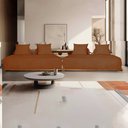 Ver imagem 2 de Sofá Modulado com Almofadas Soltas Pés Madeira Maciça 400cm Homer Bouclê Terracota G63 - Gran Belo