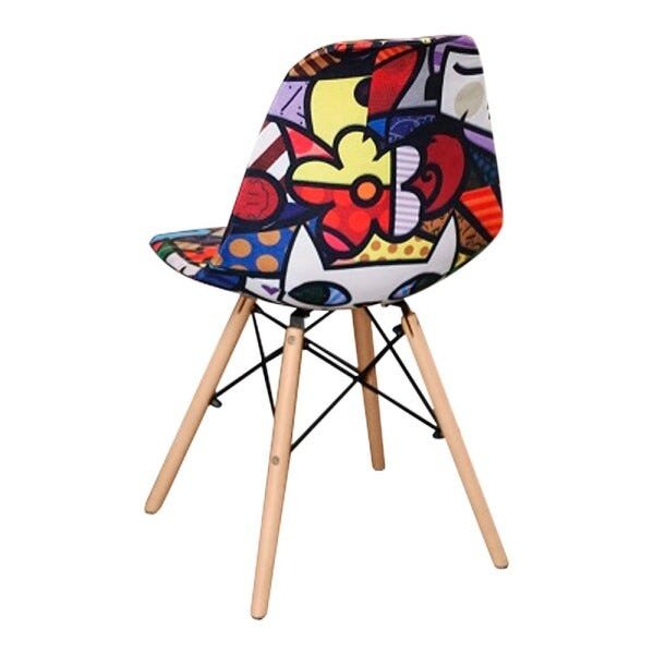 Cadeira Eiffel Eames Base Madeira Sala de Jantar Estampado Romero Brito - 4