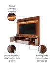 Ver imagem 5 de Estante Home para TV até 75” Noble 360cm com 4 Cristaleiras LED e Portas Reflecta Jequitiba/Off