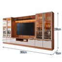 Ver imagem 2 de Estante Home para TV até 75” Noble 360cm com 4 Cristaleiras LED e Portas Reflecta Jequitiba/Off