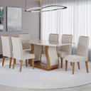 Ver imagem 1 de Mesa de Jantar 6 Lugares Lana Mel/blonde/veludo Pastel - Viero Móveis