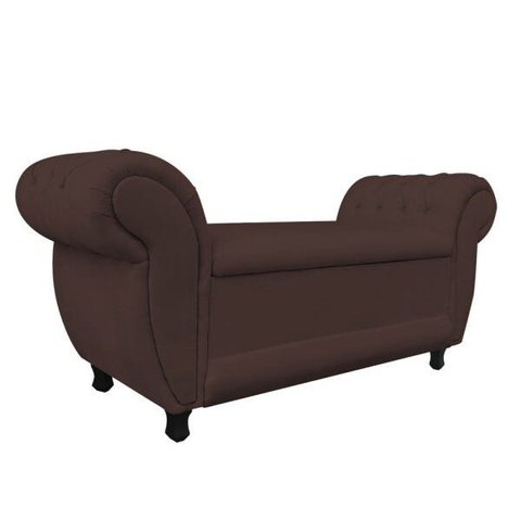 Sofá Retrô com Baú Grécia 1,95M Namoradeira Calçadeira Suede Marrom D'Rossi