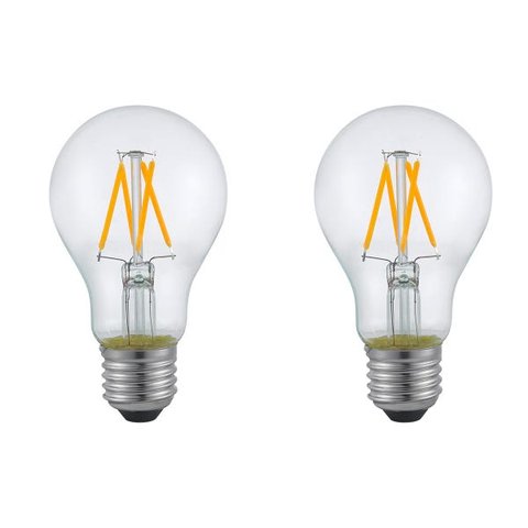 2 Lâmpada de Filamento LED 4W A60 Retro Quente 2400K Alu99