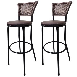 Kit 2 Banquetas Bistrô Hawaii Café Assento Marrom