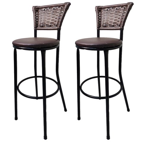 Kit 2 Banquetas Bistrô Hawaii Café Assento Marrom