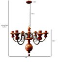 Ver imagem 4 de Lustre Pendente Luminária 6 Bocais Madeira Torneada Sala