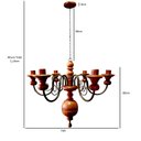Ver imagem 4 de Lustre Pendente Luminária 6 Bocais Madeira Torneada Sala