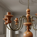 Ver imagem 3 de Lustre Pendente Luminária 6 Bocais Madeira Torneada Sala