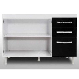 Balcão Gabinete Nathan com Pia Inox 120cm 2 Portas Branco - Nathy Móveis - 4