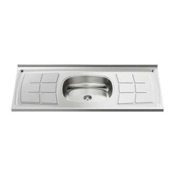 Balcão Gabinete Nathan com Pia Inox 120cm 2 Portas Branco - Nathy Móveis - 3