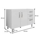 Ver imagem 6 de Balcão Gabinete Nathan com Pia Inox 120cm 2 Portas Branco - Nathy Móveis