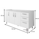 Ver imagem 6 de Balcão Gabinete Nathan com Pia Inox 160cm 3 Portas Branco - Nathy Móveis