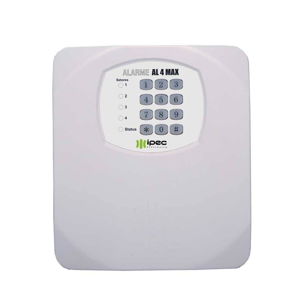 Kit Alarme Residencial Comercial Al4 Max 4 Sensores sem Fio Bateria 12V 7Ah Sirene Controle Ipec - 3