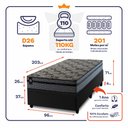 Ver imagem 3 de Conjunto Box Baú Solteirão Montreal Preto 96x203x71 c/ Molas Ensacadas