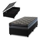 Ver imagem 2 de Conjunto Box Baú Solteirão Montreal Preto 96x203x71 c/ Molas Ensacadas