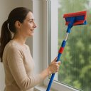 Ver imagem 2 de Limpa Vidros Rodo Extensivel Mop Duplo Telescopico Esfregao Lava Seca Rodinho para Janela Sacada Lim