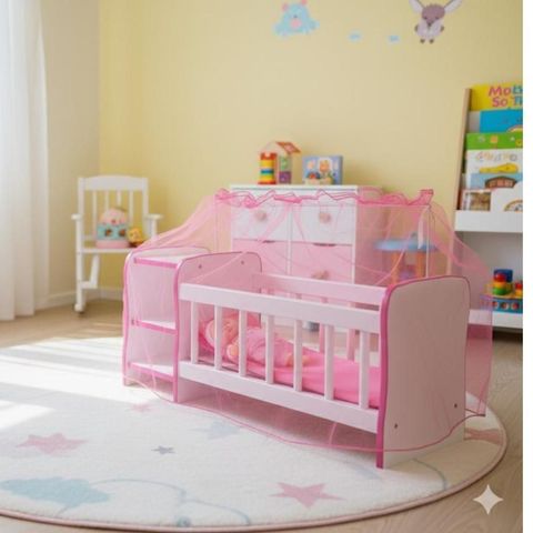 Berço de Brinquedo de Madeira Grande Cama Infantil Menina