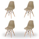 Ver imagem 1 de Conjunto 4 Cadeiras Eiffel Pés Madeira Maciça Urban Wood Elomio Bege