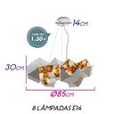 Ver imagem 2 de Pendente Starlux Branco e Ouro para 8 Lâmpadas E14 St1846