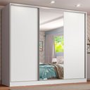 Ver imagem 1 de Guarda-Roupa Infantil Madesa Logan 100% MDF 3 Portas de Correr com Espelho Branco Cor:Branco