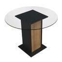 Ver imagem 1 de Mesa de Jantar Redonda Madesa 5324 com Tampo de Vidro Preto/Rustic