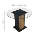 Ver imagem 3 de Mesa de Jantar Redonda Madesa 5324 com Tampo de Vidro Preto/Rustic