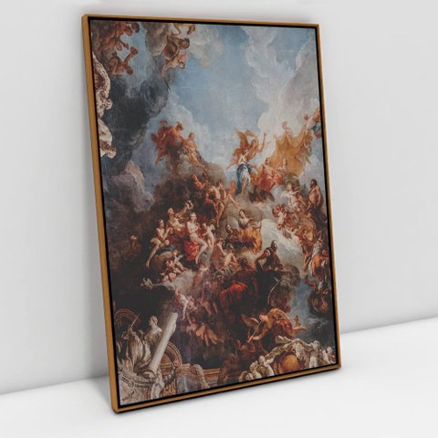 Quadro Decorativo em Canvas Pintura Renascentista TaColado Moldura Flutuante 4,5cm Freijó 120 x 80cm