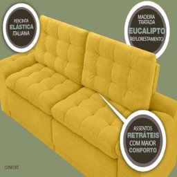 Sofá 4 Lugares Net Confort Assento Retrátil e Reclinável Canário 2,20M (L) - 7