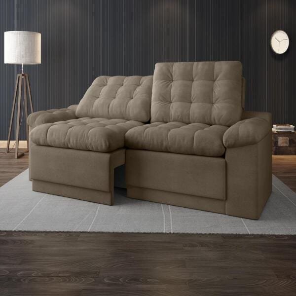 Sofá 4 Lugares Net Confort Assento Retrátil e Reclinável Capuccino 2,20M (L)