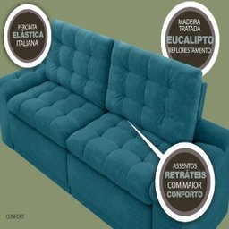 Sofá 4 Lugares Net Confort Assento Retrátil e Reclinável Turquesa 2,20M (L) - 8