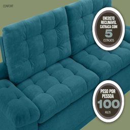 Sofá 4 Lugares Net Confort Assento Retrátil e Reclinável Turquesa 2,20M (L) - 3